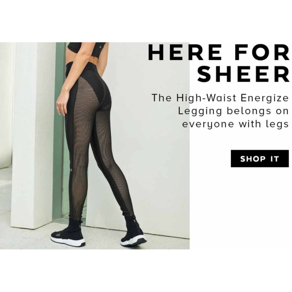 Alo High-Waist Airlift Energize Legging Black Sheer Mesh Cut-Outs Cutouts Tights - Picture 3 of 16